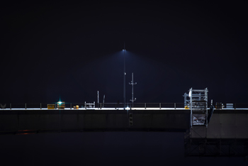 Viaduc de Calix de profil, vue du port de Caen