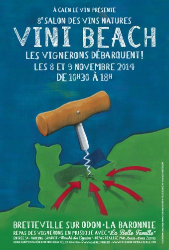 Affiche pour le salon des vins Natures Vini Beach entièrement réalisée à la main